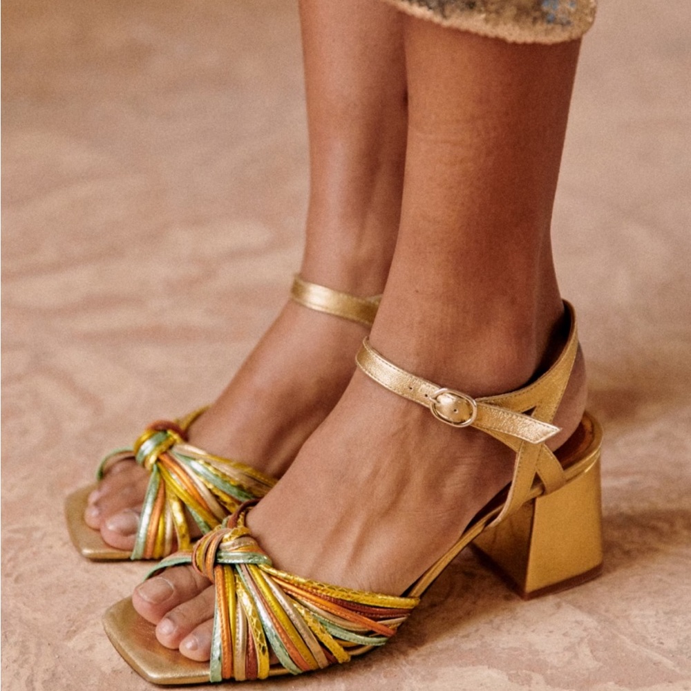 Sezane Gold and Multicolor Espadrilles